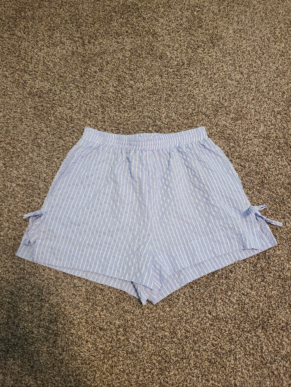 Princess Polly Stripe Shorts Blue Size 4